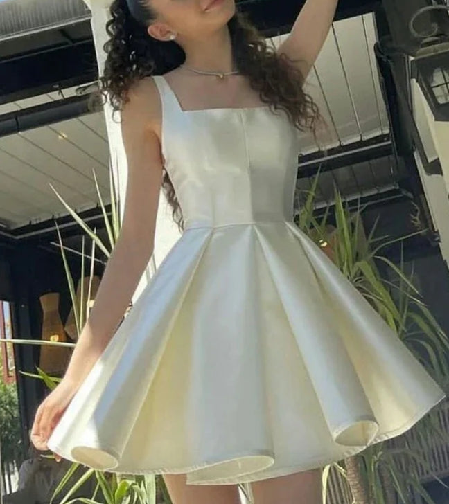 Luolandi Straps A-Line Satin Homecoming Dress Birthday Dress Party Dress Formal Dress